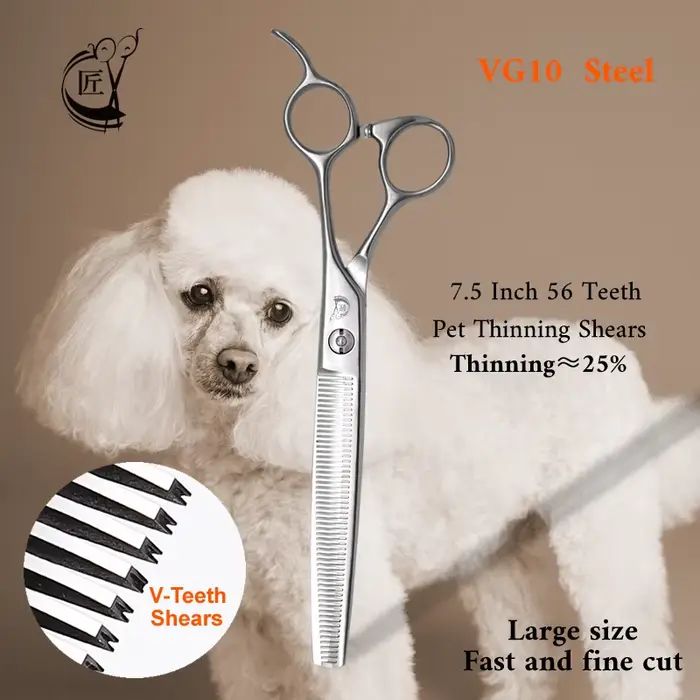 Ciseaux de toilettage pour chiens en acier VG10 de 7,5 pouces à 56 dents, ciseaux effilants pour chi