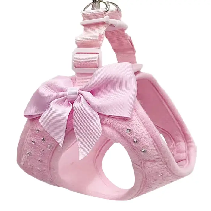 Petit diamant décoration doux respirant chien poitrine harnais gilet harnais pour chiens animaux col