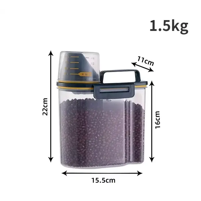 Seau de nourriture pour chien et chat, réservoir de stockage en plastique avec tasse à mesurer, pot 