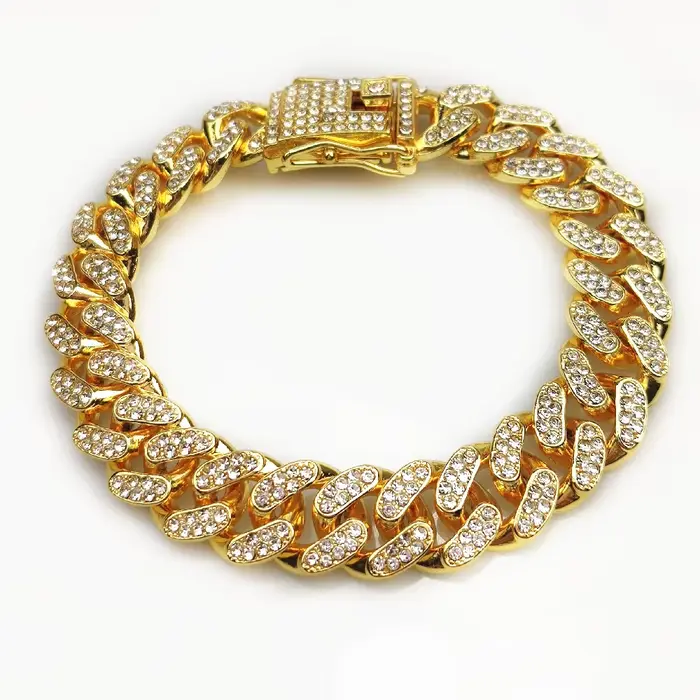 Collier de chien en strass collier de chien de luxe masse de chien Rap Hip Hop chaîne cubaine grande