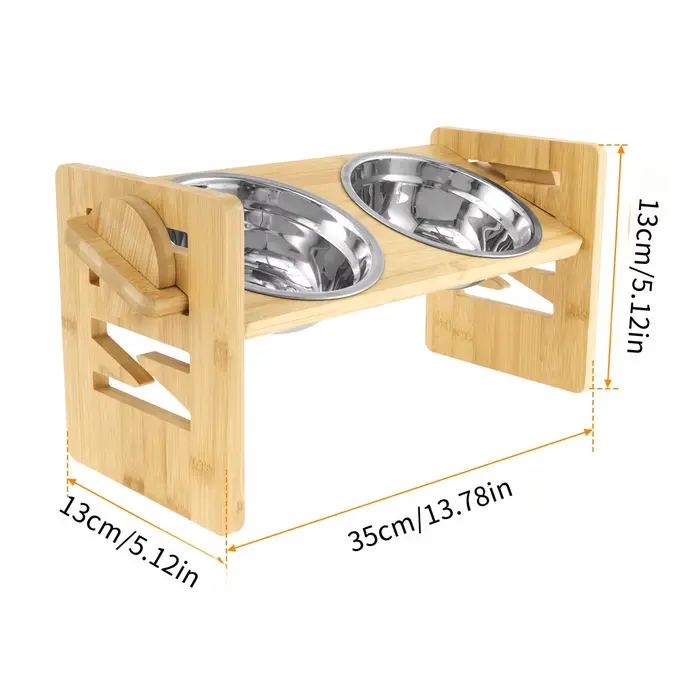 Bols d'alimentation surélevés pour chiens, support surélevé réglable en bois pour animaux de compagn