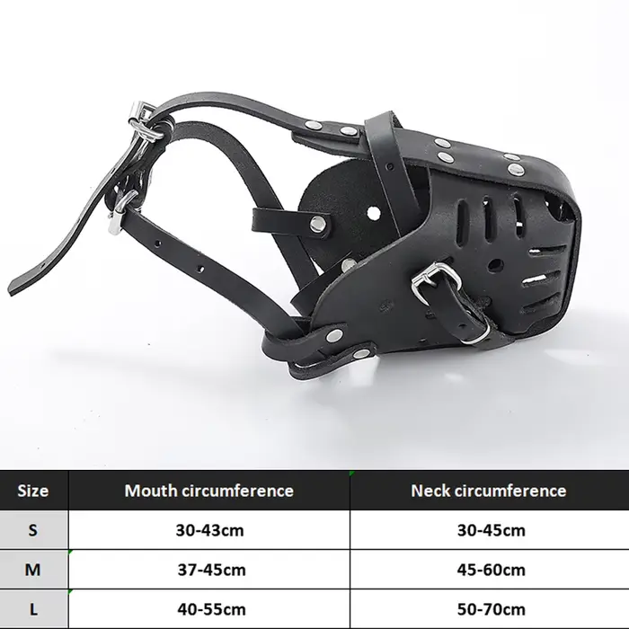 Muselière en cuir respirante pour chien, en cuir de vachette, anti-morsure, pour dressage et défense