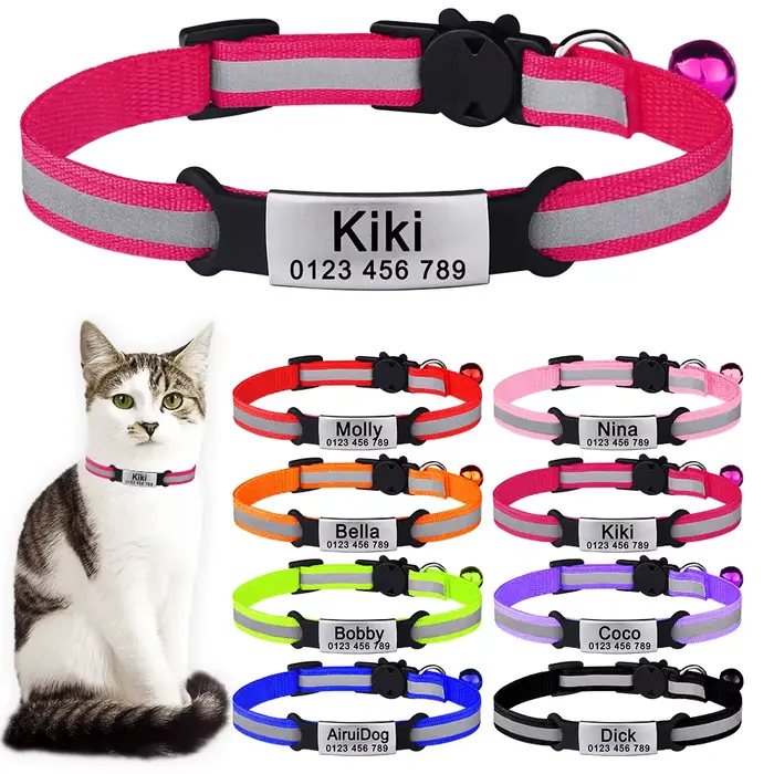 Collier de clochette en nylon moulé pour animal de compagnie, étiquette de chat, collier de petit et