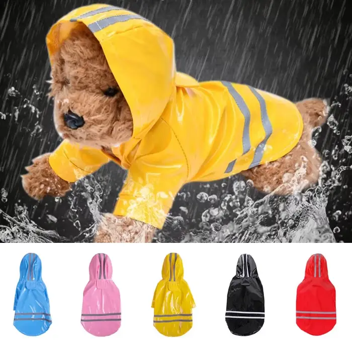 Vêtements pour chiens imperméables à capuche bande réfléchissante chiens manteau de pluie vestes imp