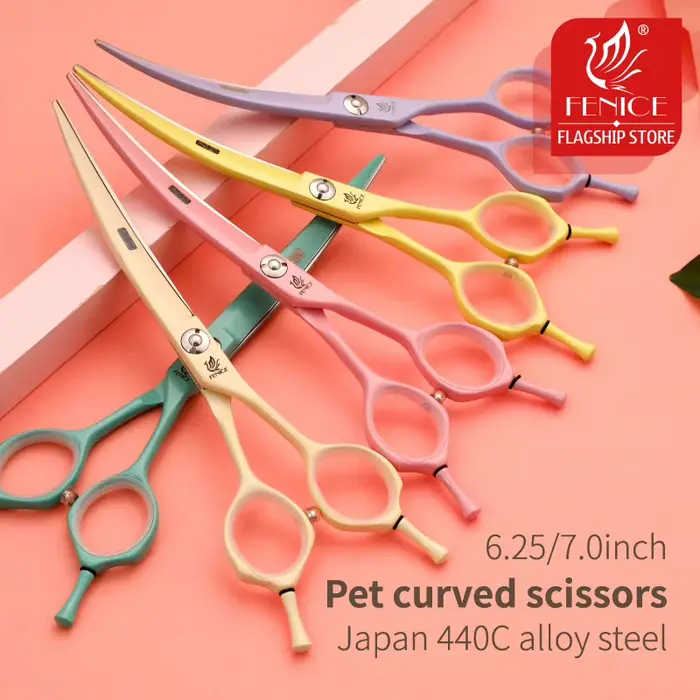 Fenice ciseaux pour chiens 6.25/7.0 pouces ciseaux incurvés ciseaux de toilettage pour animaux de co