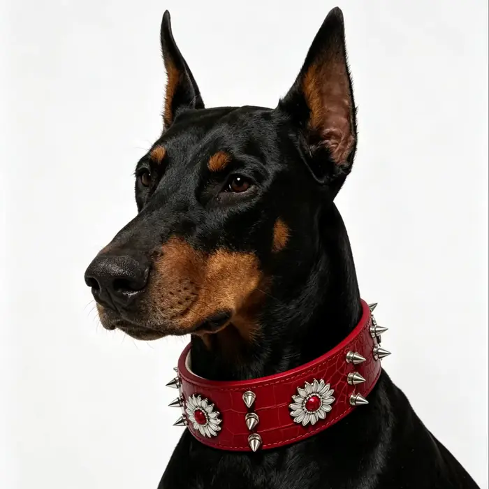 1 collier pour chien avec rivets, rouge, tendance, cool, style street punk, adapté aux sorties et au