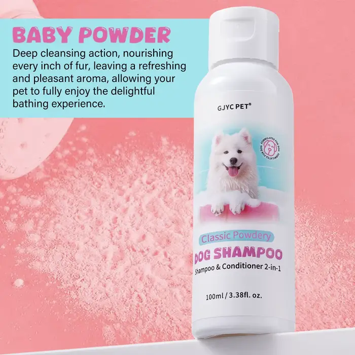 GJYC PET Shampooing pour chien 2 en 1 Parfum de poudre pour bébé Doux Hypoallergénique Équilibré au pH Nettoyage pour toutes les races