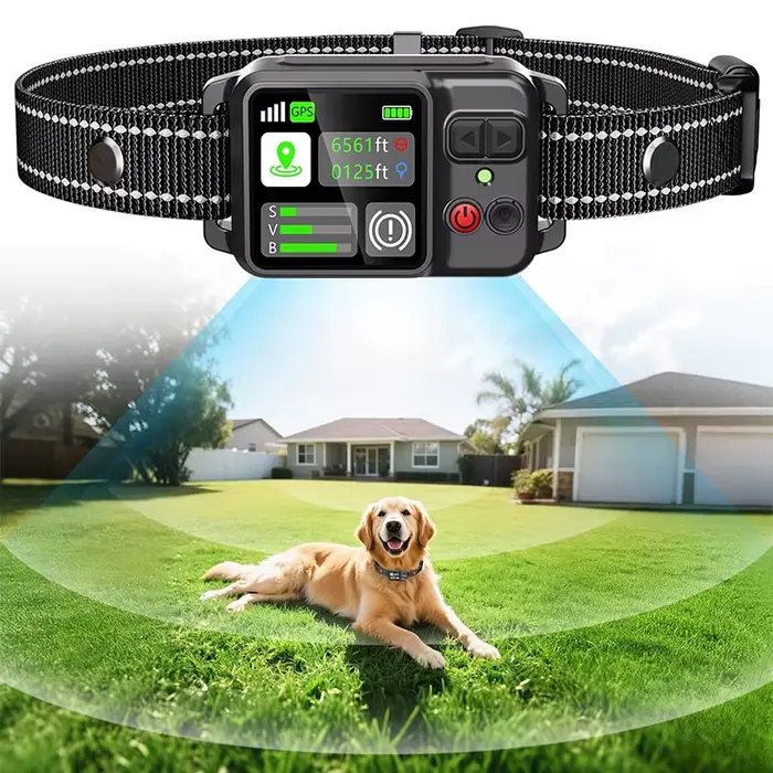 Clôture électronique sans fil GPS pour animaux de compagnie, mise à niveau 2025, bouchon d'aboiement