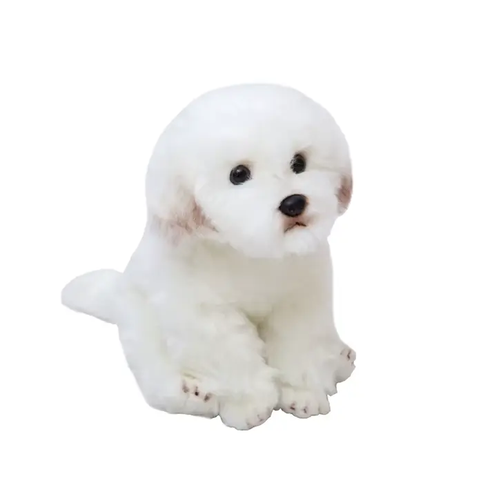 Jouet en peluche chien maltais réaliste de haute qualité, Animal de dessin animé doux, poupée en peluche, décoration de la maison, cadeau d'anniversaire