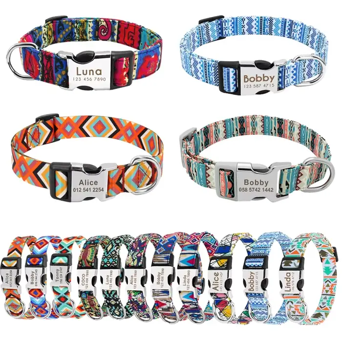 Collier personnalisé pour chien et chat, petit, moyen et grand, nom gravé personnalisé, identificati