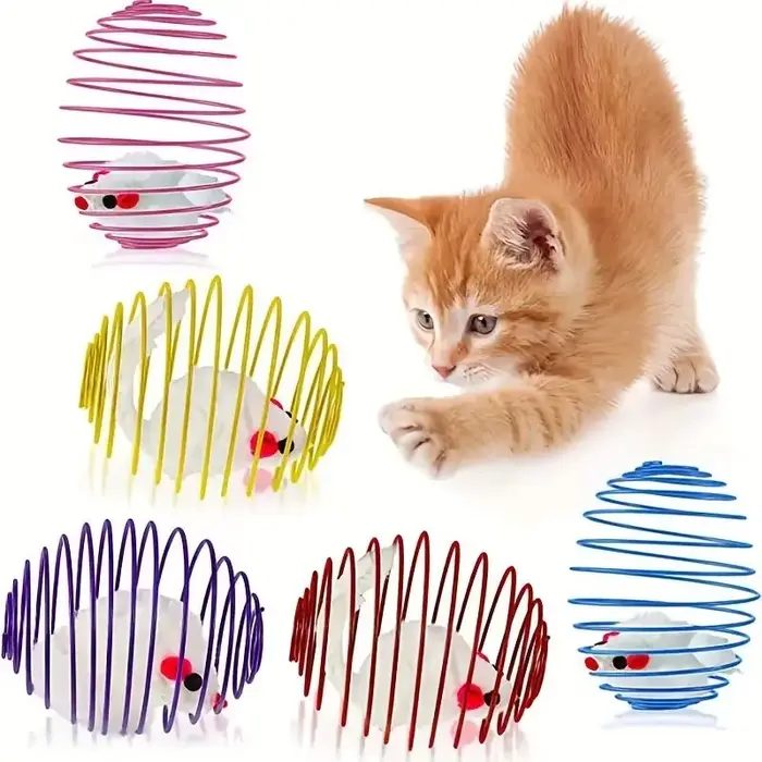 Balles de jouet pour chat, jouets à ressorts extensibles et amusants pour chaton, Rats en cage inter