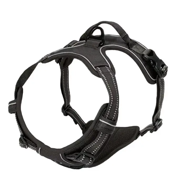 Harnais pour chien réglable anti-traction avec clip frontal, réfléchissant, poignée confortable pour