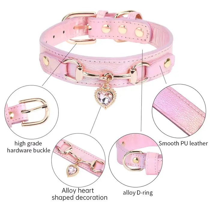 Nouveau collier pour chien en PU avec strass Love Water, accessoires métalliques, collier pour chat, design tendance, collier pour chat