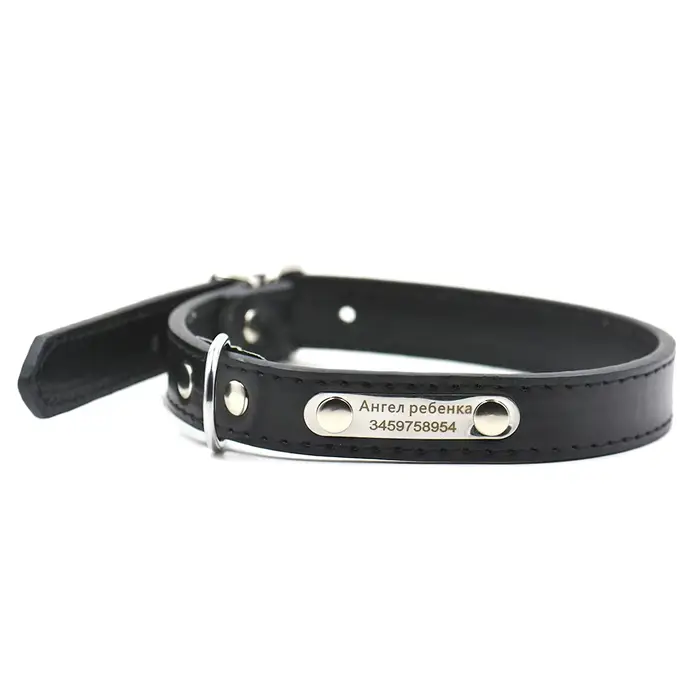 Collier de chien en cuir avec gravure gratuite, étiquettes nominatives, collier pour animaux de comp