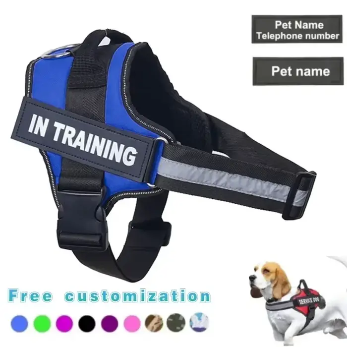 Harnais pour chien, patch personnalisé réfléchissant, respirant, sans traction, gilet d'entraînement