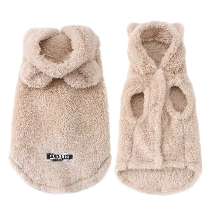 Vêtements en molleton doux pour chiens de compagnie, manteau à capuche mignon pour petits et moyens 