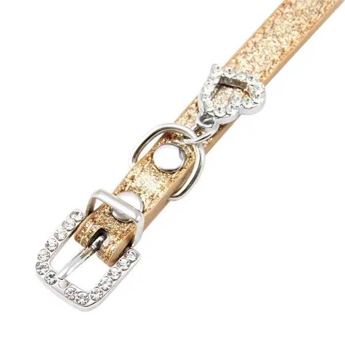 Sangle de cou en cuir souple pour animal de compagnie, collier Bling, coeur d'amour, cristal, collie