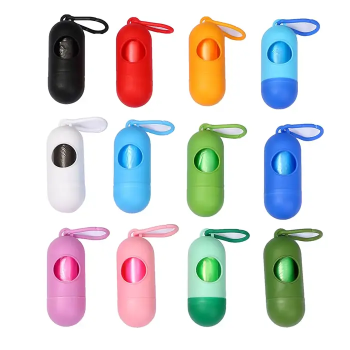 Distributeur de Sacs à Déchets Portable pour Animaux de Compagnie, Boîte à Ordures en Forme de Pilul