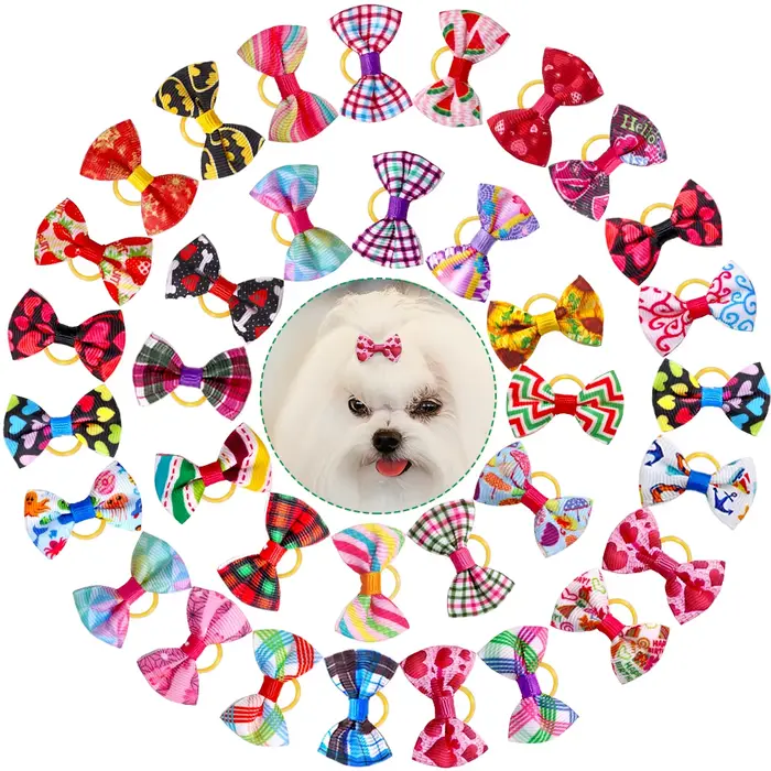 Nœuds de cheveux décorés pour petits chiens, 10/20/30 pièces, accessoires de toilettage pour petits 