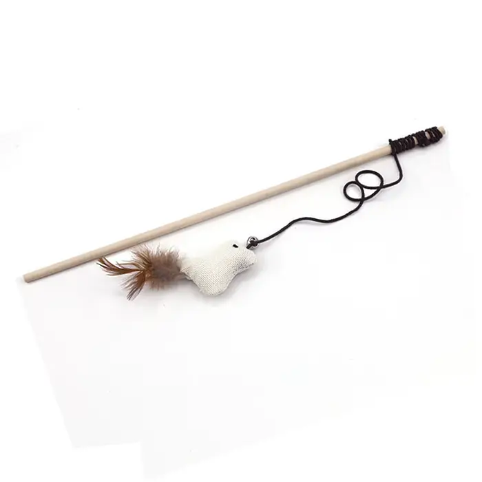 Entraînement de dessin animé pour chaton, avec Mini cloche, plume à gratter, bâton interactif, fourn