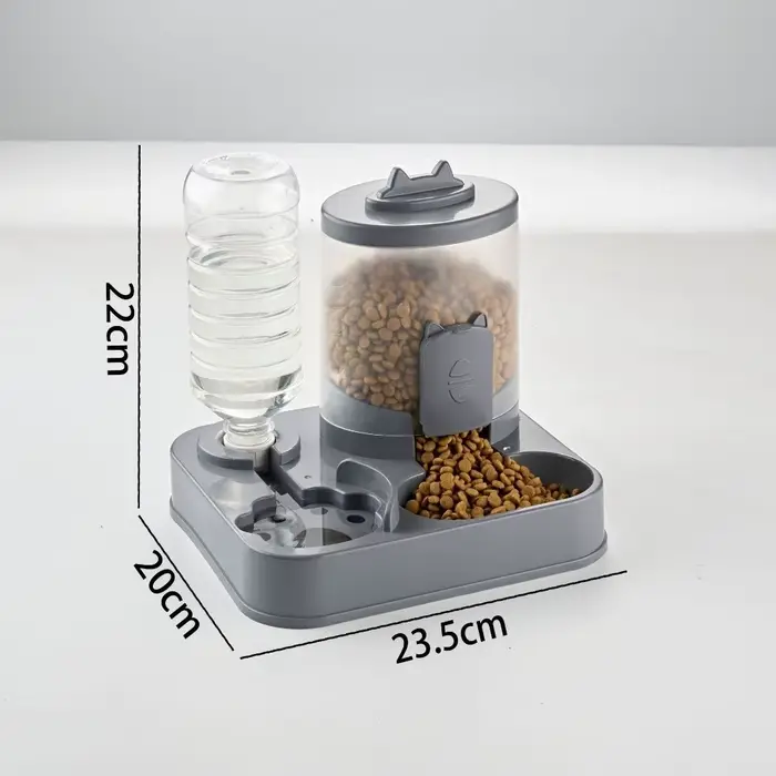 Distributeur automatique de nourriture pour animaux de compagnie grande capacité 2-en-1, mangeoire a