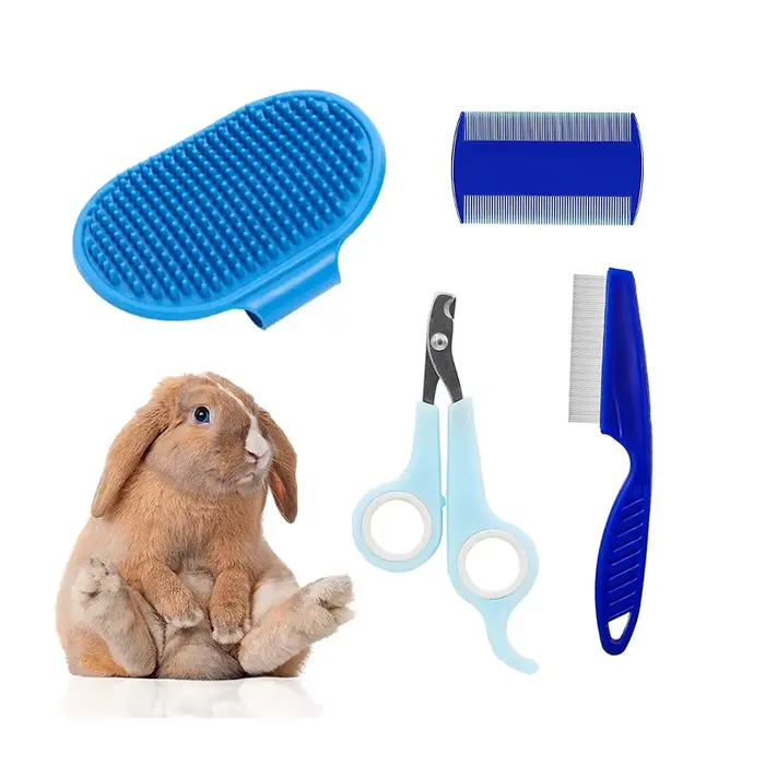 Kit de toilettage pour lapin, dissolvant de taches, peignes de nettoyage, coupe-ongles pour animaux 