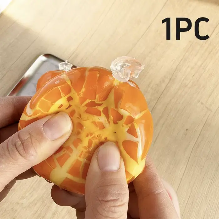 Balle anti-stress orange croustillante faite à la main, jouet rond à pincer et relaxant, balle en ci
