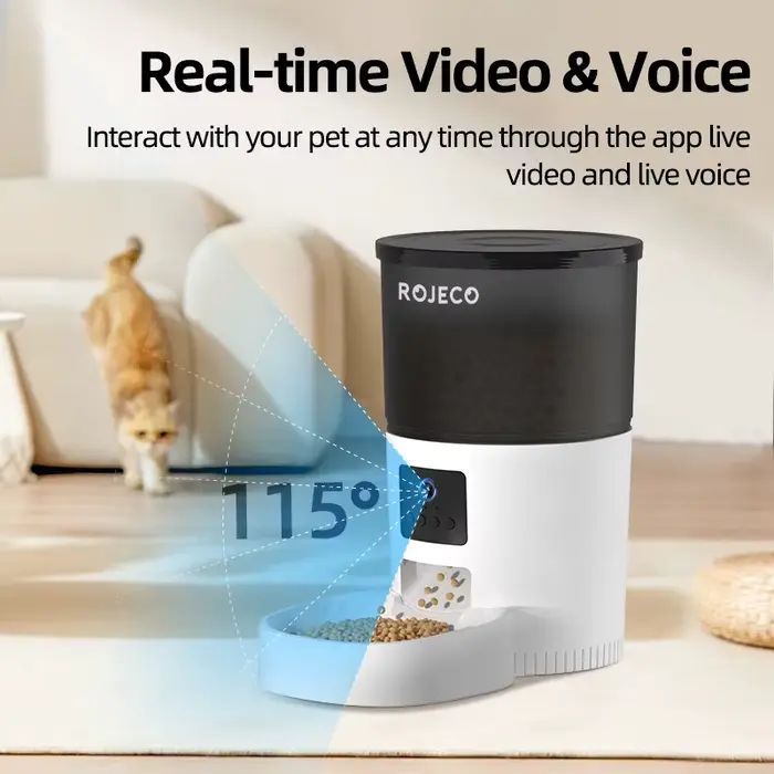 ROJECO 3L mangeoire automatique pour animaux de compagnie avec distributeur de nourriture pour chat intelligent Carmen pour chiens mangeoires rechargeables WIFI pour chats alimentation à distance