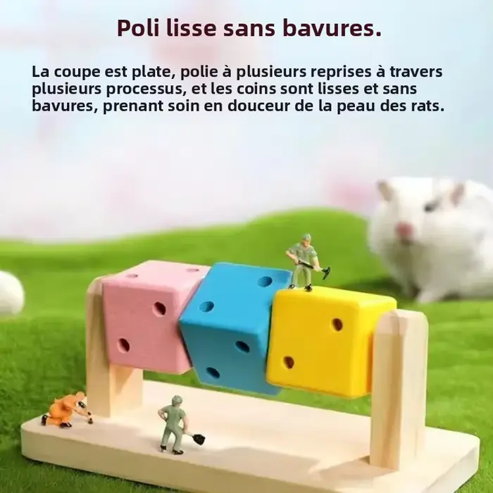 Jouet à mâcher interactif en bois coloré en forme de cube Rubik