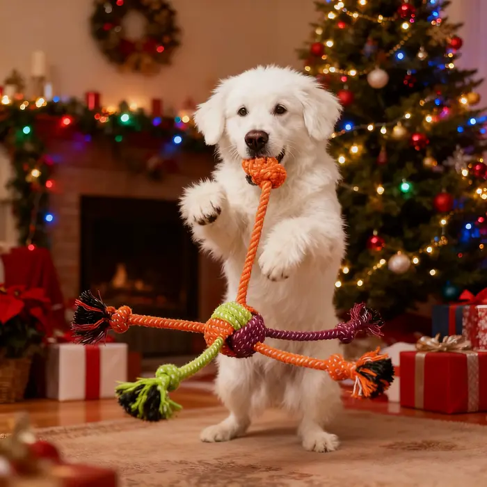 Jouet à nœud interactif Durable et résistant aux morsures pour chiens, corde à croquer avec franges vertes et orange, Design ludique, jouets pour chiens, 1 pièce
