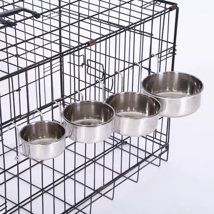 Cage de cintre pour chat, tasse en acier inoxydable, outils d'alimentation pour animaux de compagnie