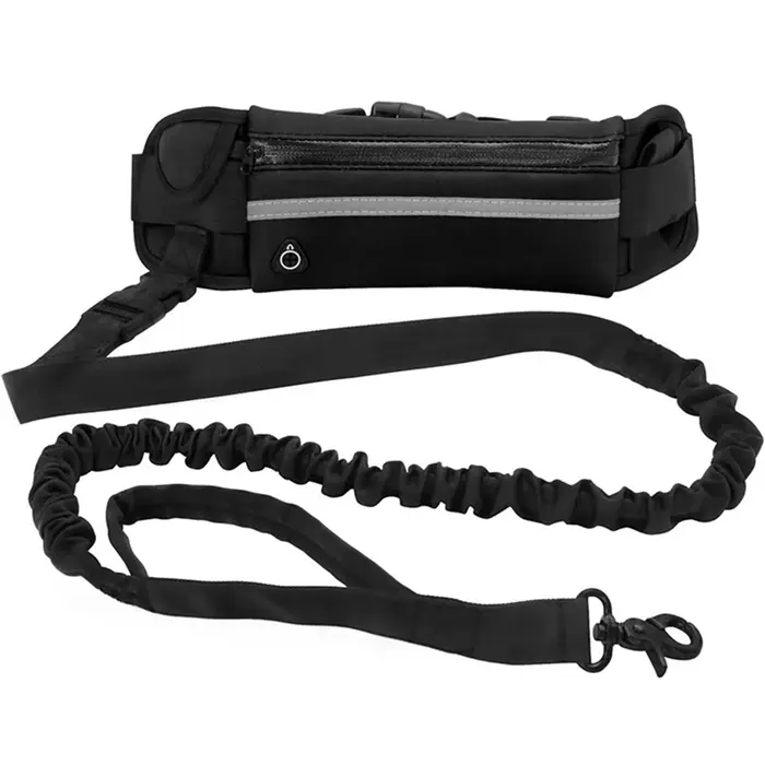 Laisse pour chien mains libres pour la course et la marche, laisse réfléchissante avec sac banane, c