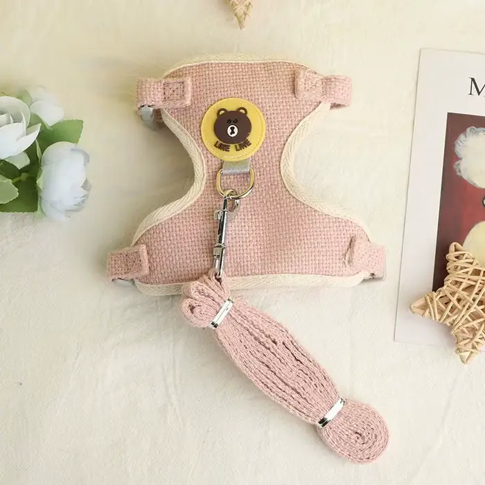 Laisse pour chat avec motif ours, harnais anti-évasion, harnais spécial pour la promenade des chats,