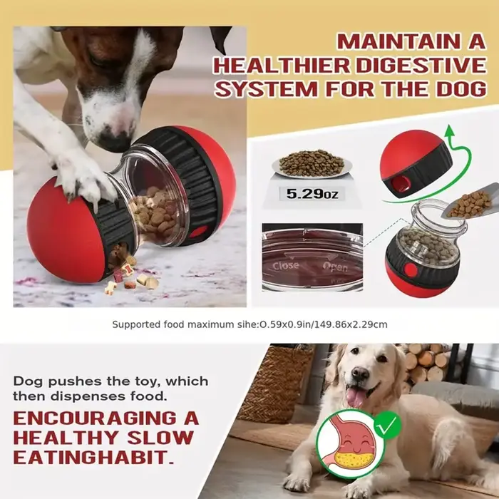 Jouet distributeur interactif de friandises pour chien, adapté à tous les types de mangeurs lents, jouets pour animaux de compagnie en plastique, apportant amusement et alimentation saine.