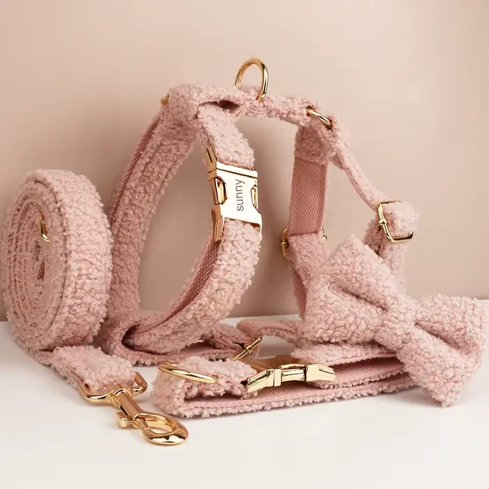 Collier pour chien fait main en tissu Teddy, accessoires tissés pour animaux de compagnie, ensemble automne-hiver Noël Teddy 01