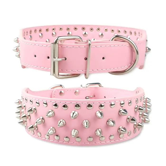 Collier de chien en cuir clouté à pointes pour petits et moyens chiens bouledogue réglable Anti-mors