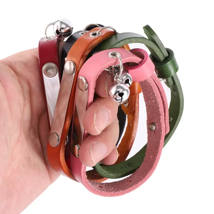 Collier anti-perte personnalisé pour chat, 1 pièce, collier pour chat en cuir réglable avec cloche, 