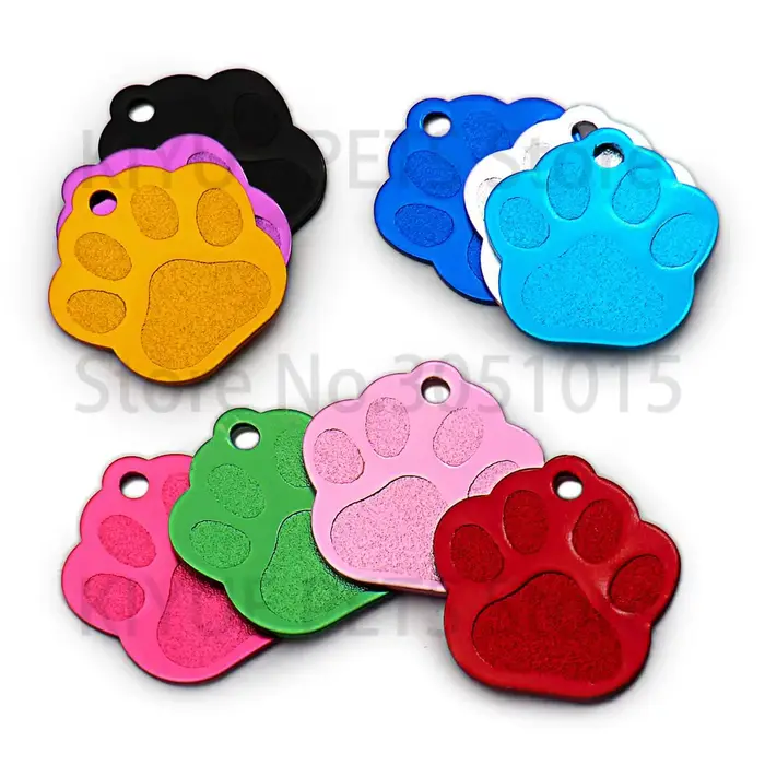 Étiquettes d'identification 3D en forme de PAW, 20 pièces, exquises et personnalisées pour chien de 
