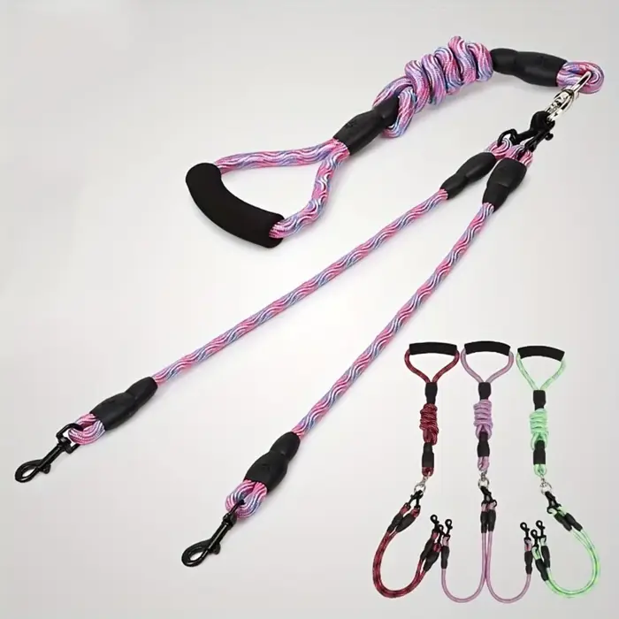 Corde de marche pour chien à double tête pour animal de compagnie avec motif ondulé, corde de tracti