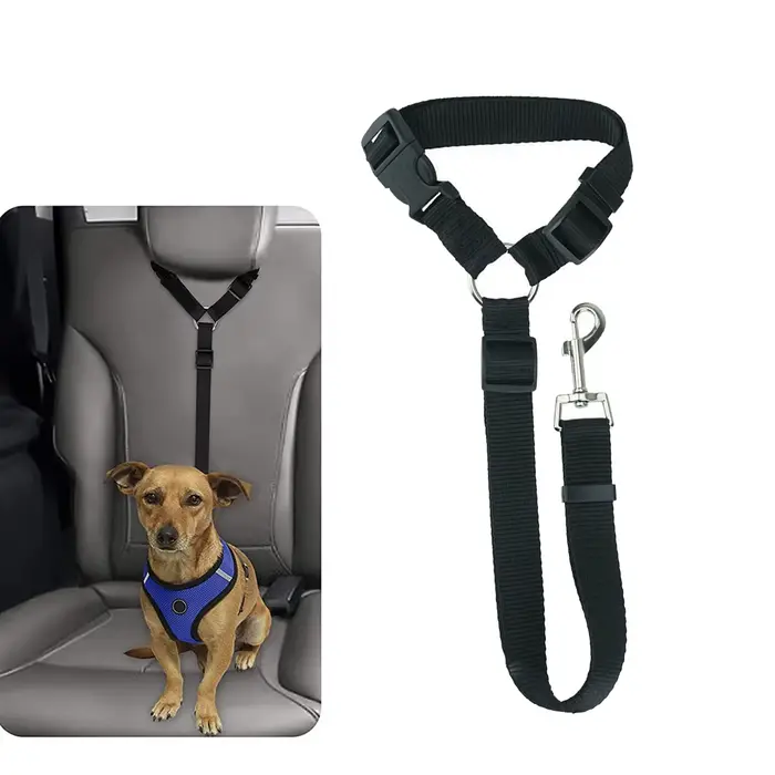 Ceinture de sécurité pour chien et chat, 1 pièce, appui-tête de voiture, corde de sécurité réglable,