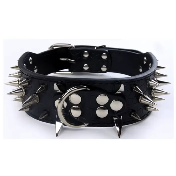 Ensemble collier et laisse pour chien à pointes, collier pour chien en cuir à rivets, collier réglab