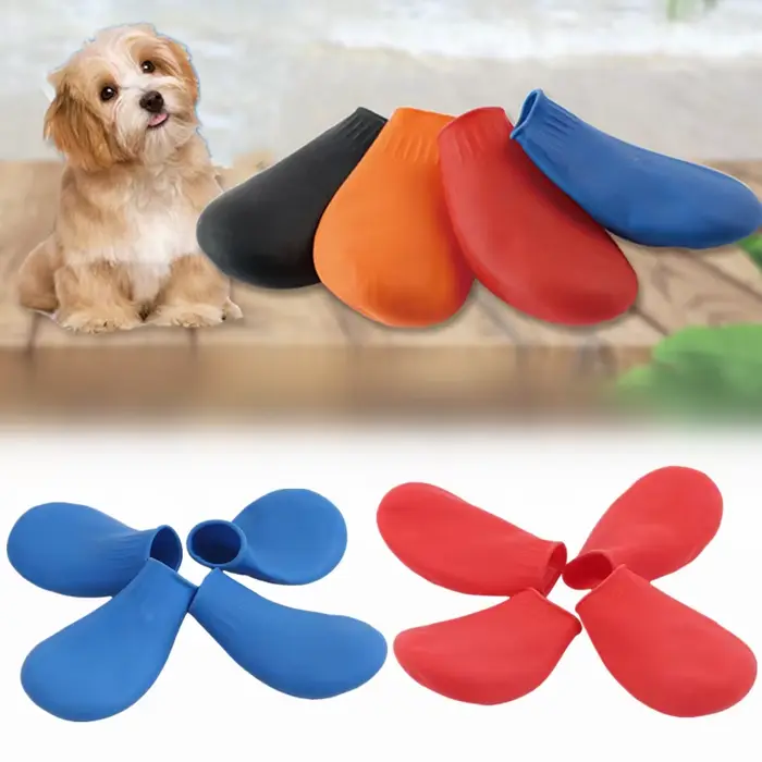 Chaussures de pluie imperméables pour animaux de compagnie, botte en caoutchouc anti-ald pour chien,