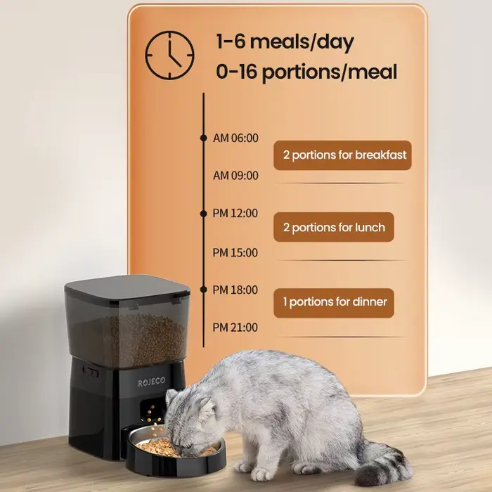 ROJECO mangeoire automatique pour animaux de compagnie bouton Version distributeur automatique de no