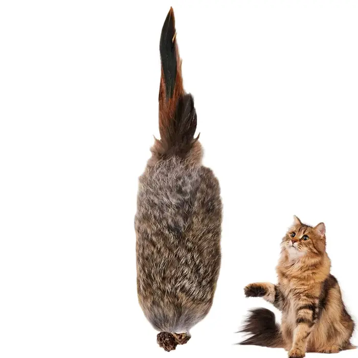 Jouet pour chat en fausse fourrure de lapin, jouet de chasse réaliste en peluche pour l'entraînement