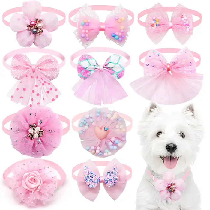 50PS petit chien chat noeud papillon mignon en vrac dentelle chien noeud papillon collier pour chien