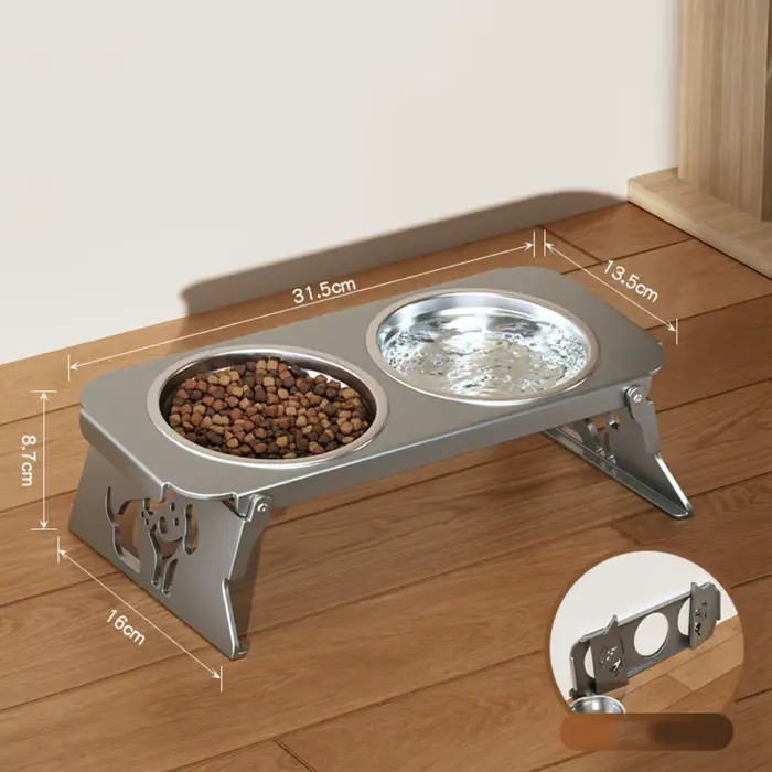 Gamelle pliable surélevée pour chien, double gamelle amovible antidérapante pour chien, gamelle anti