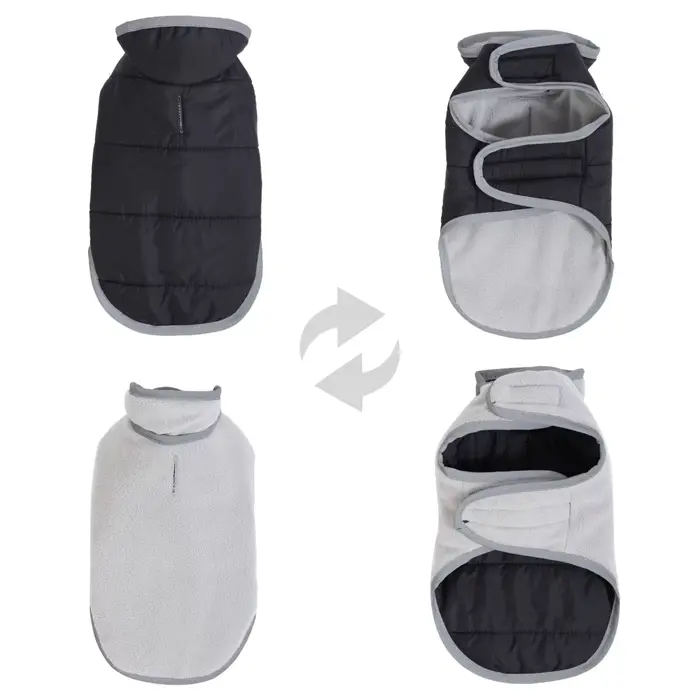 Manteau d'hiver réversible pour chien, veste chaude en polaire pour chiot avec trou de laisse, veste