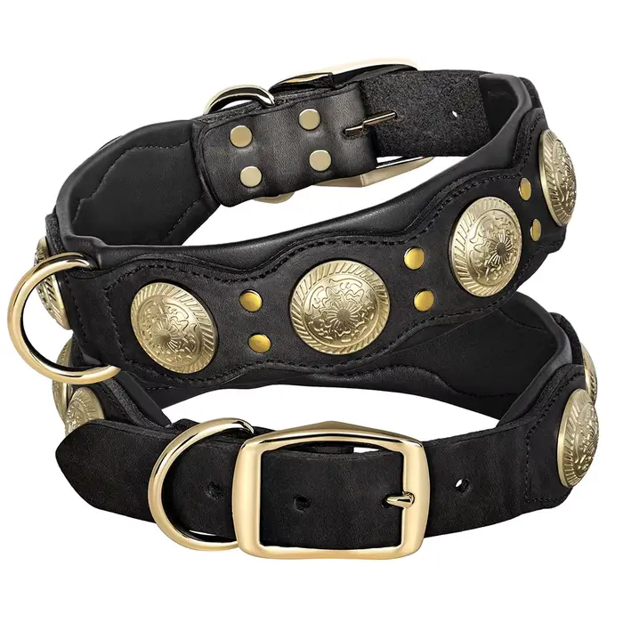 Collier pour chien en cuir véritable colliers pour chien en cuir véritable clouté collier pour grand