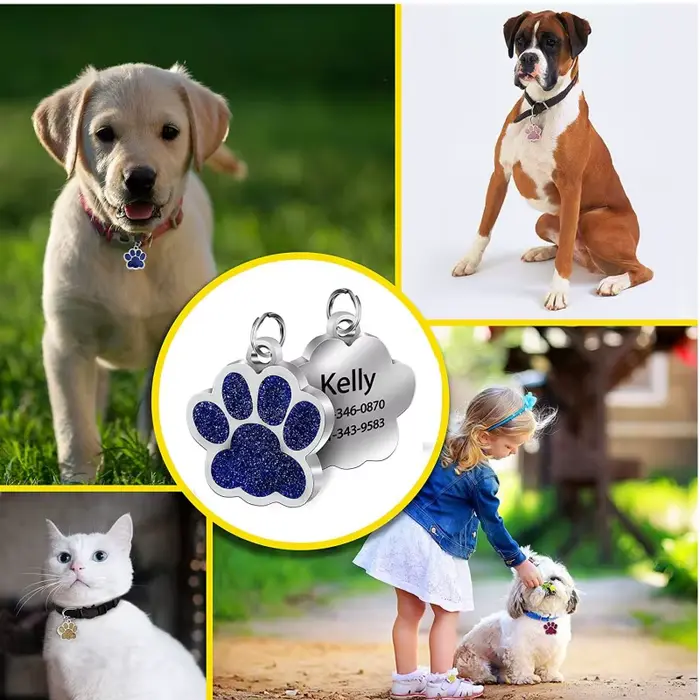 Étiquettes personnalisées pour chien et chat, étiquette gravée avec nom d'identification pour chiot,