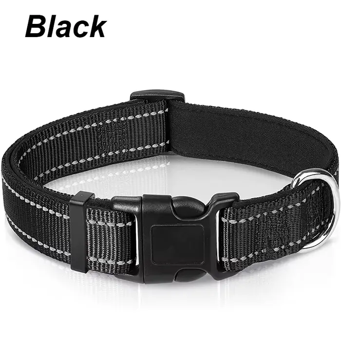 Collier réfléchissant pour chiens de taille moyenne et grande, en néoprène doux et rembourré, en nyl